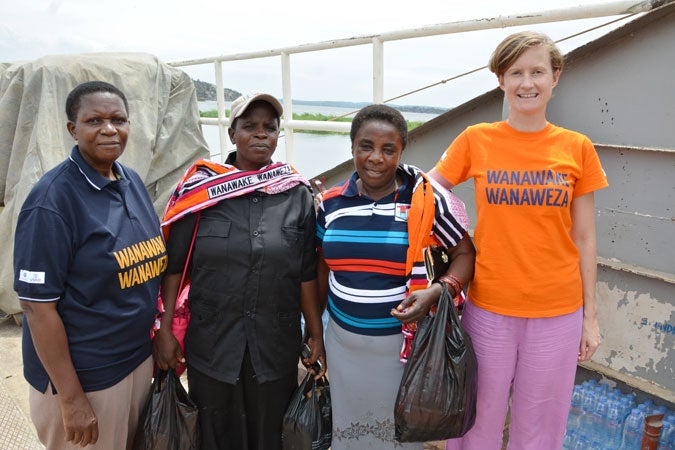 UN Women Tanzania Gender Specialist – Democratic Empowerment Project, Margaret Rugambwa, district council candidates Laurencia Kanana Magambo and Clemencia Mkwaya Meado and UN Women Communications and Advocacy Officer Stephanie Raison. Photo: UN Women Tanzania/Andrew Hamza