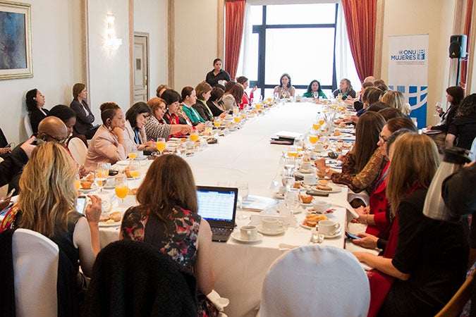 UN Women Executive Director Lakshmi Puri with Ministers attending the XIII Regional Conferences on Women. Photo: UN Women/Diego Nessi