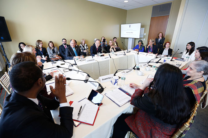 The inaugural meeting of the first-ever High-Level Panel on Women's Economic Empowerment on 15 March, 2016. Photo: UN Women/Ryan Brown