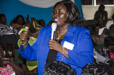 Participant Mary Paul Ngundeng emphasizing the need to reach out to grassroots women. Photo credit: UN Women/ Ezra York Wani