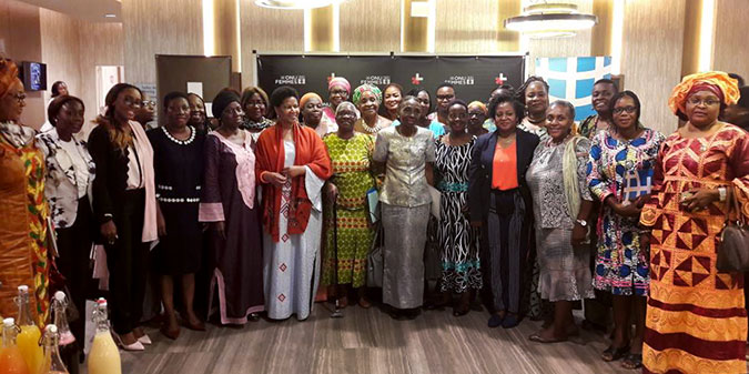 UN Women Executive Director Phumzile Mlambo-Ngcuka and members of civil society celebrate the launch of HeForShe in Cote d'Ivoire. Photo: UN Women/Alpha Ba