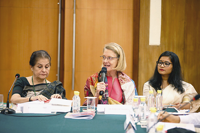 UN Women India Multi-Country Office Representative Rebecca Tavares speaks at the Muslim Women’s Forum round table. Photo: UN Women/Deepak Malik