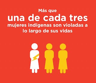 Mas que una de cada tres mujeres indigenas son violados a lo largo de sus vidas