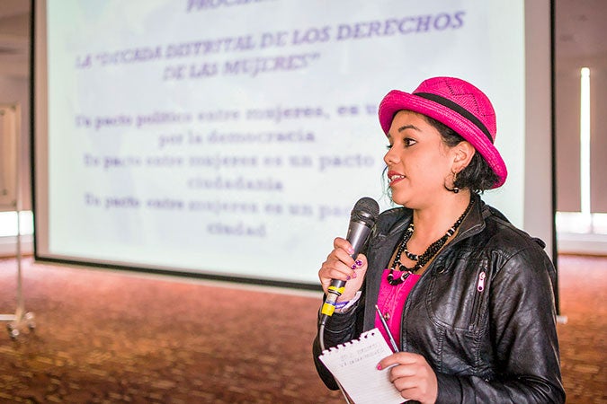 Magda Alberto participates in a workshop about women's political participation. Photo: Bogotá Women's Secretariat