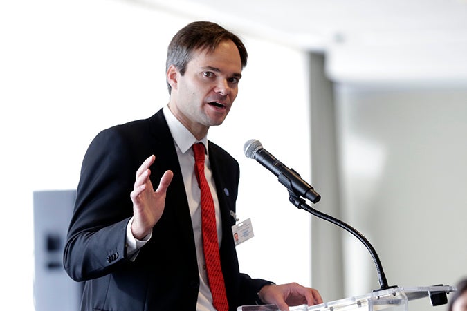 Kai Mykkänen, Minister for Foreign Trade and Development of Finland speaks at the High-level event on sexual and reproductive health rights during the 72nd UN General Assembly. Photo: UN Women/Ryan Brown
