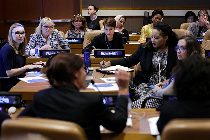 High-level event on 'Women Mediators Network: From Paper to Practice' during the 72nd UN General Assembly focuses on how to strengthen synergies for greater efficiency and impact. Photo: UN Women/Ryan Brown