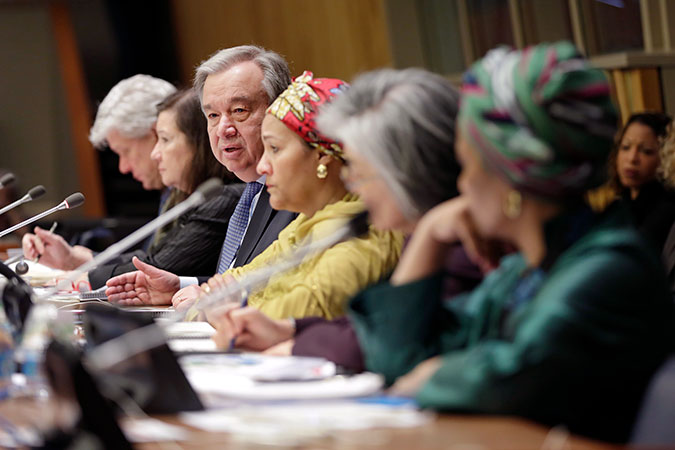 Secretary-General António Guterres holds a town hall meeting with civil society organizations associated with the 61st session of the UN Commission on the Status of Women. UN Women/Ryan Brown