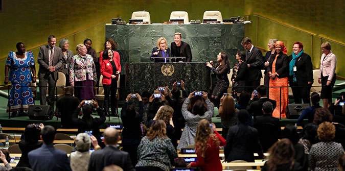 Patricia Arquette and Abby Wambach join UN Women-ILO Global Equal Pay Platform of Champions Photo: UN Women/Ryan Brown