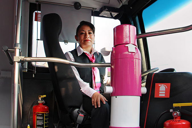 Mexico City launches 17 new Atenea bus units that will offer safe public transportation for women. Photo: UN Women Mexico