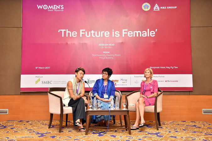UN Women facilitates "The Future is Female” session, where participants discussed the importance of reducing the gender gap in employment. Photo: KBZ Group 