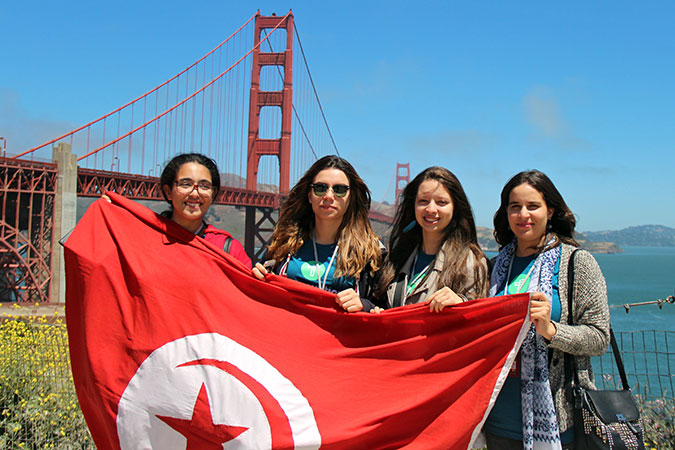 Leila Mnekbi, Mariem Turki, Olfa Jabnouni, Nesrine Maghdiche won the final competition of the Technovation Challenge in Tunisia and were invited to present their work at the App Expo of the Technovation World Pitch Summit. Photo: Amel Ghouila