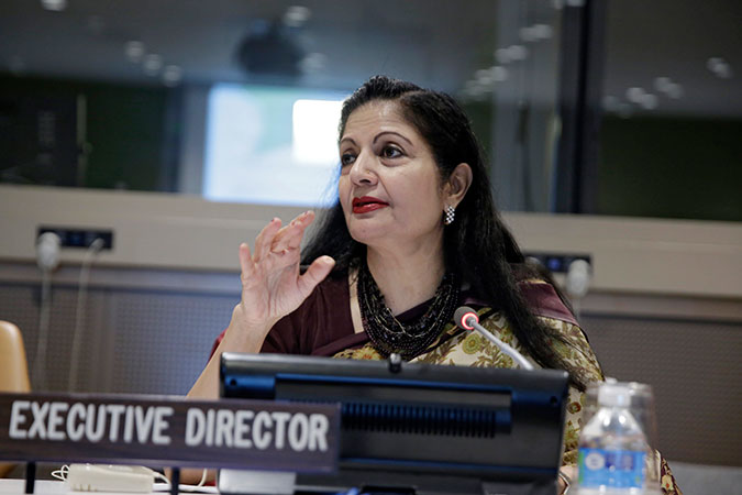 UN Women Deputy Executive Director Lakshmi Puri highlighted the importance of acceleration of existing initiatives and scaling up efforts on gender parity throughout the development system. It is simply not acceptable to continue progress at the current pace, she said. The implementation of the 2030 agenda, and the relevance of the UN will depend on how – and how soon – the development system at large, including Member States and the United Nations system will succeed to implement full gender parity and participation of women at all levels. Photo: UN Women/Ryan Brown