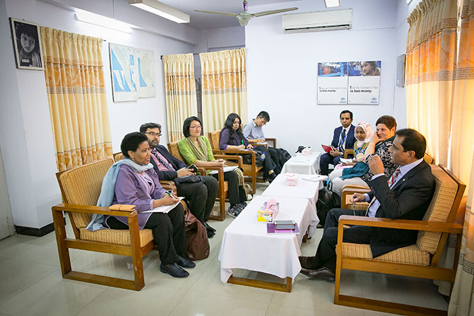 UN Women Executive Director Phumzile Mlambo-Ngcuka meets with Mohammed Abul Kalam, Commissioner of Refugee Relief and Repatriation at their headquarters in Cox's Bazar. Photo: UN Women/Allison Joyce
