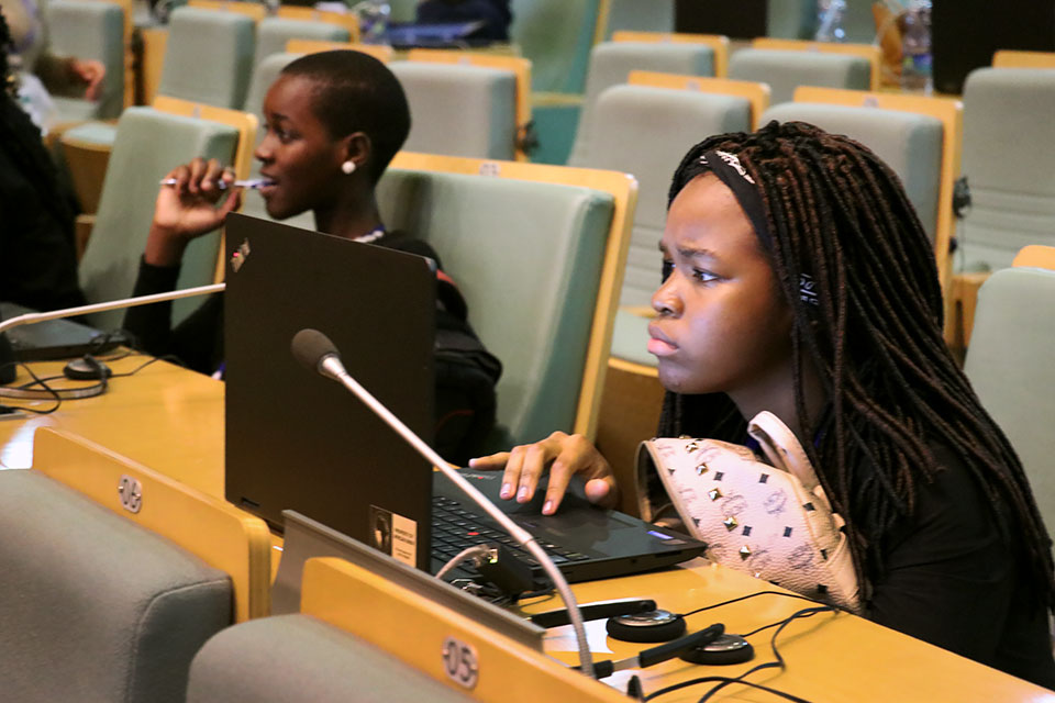 Eno Ekanem, 15, is one of more than 80 participants in the first Coding Camp in Addis Ababa, Ethiopia in August 2018. Photo: UN Women/Faith Bwibo