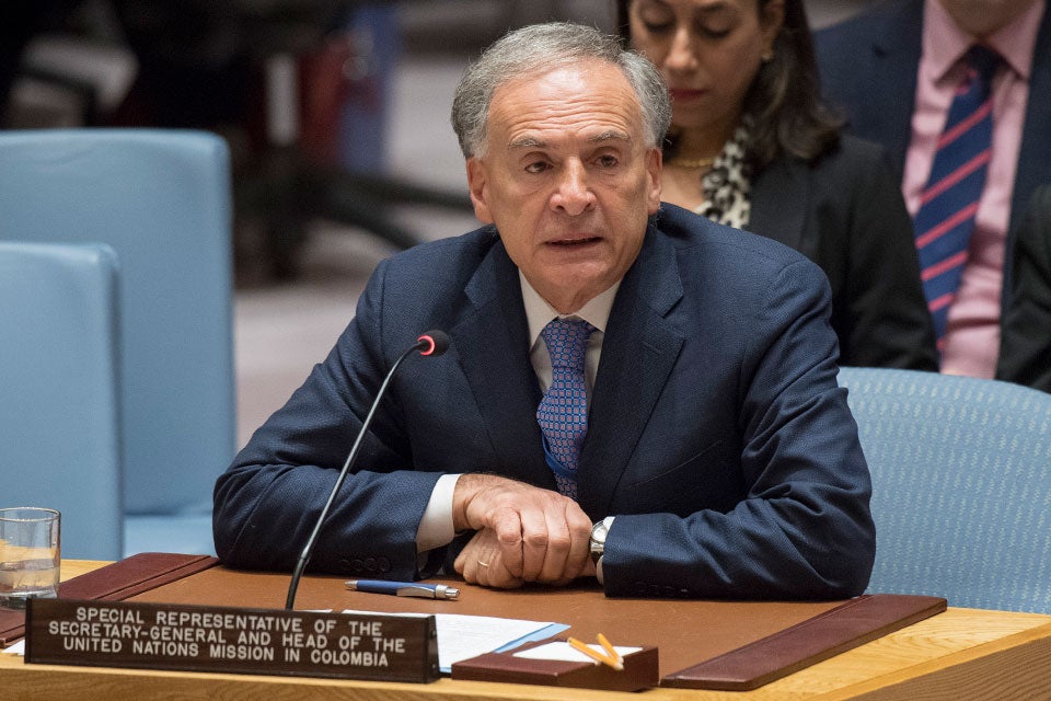 Jean Arnault speaks at UN  Headquarters in New York. Photo: UN Photo/Eskinder Debebe