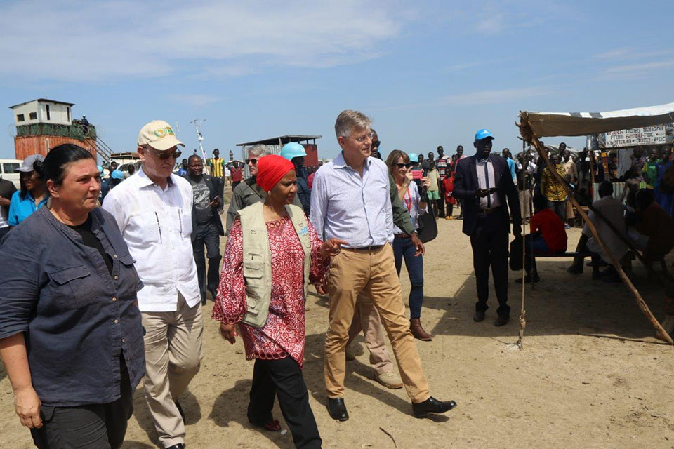 UN Women Executive Director Phumzile Mlambo-Ngcuka joins  Smail Chergui,  the African Union Commissioner for Peace and Security and Jean-Pierre Lacroix, Under-Secretary-General for UN Peacekeeping Operations for a visit to South Sudan. Photo: UN/Isaac Billy