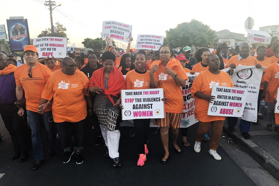 UN Women Executive Director leading the Take Back the Night March in South Africa as part of the 16 Days of Activism. Photo: UN Women