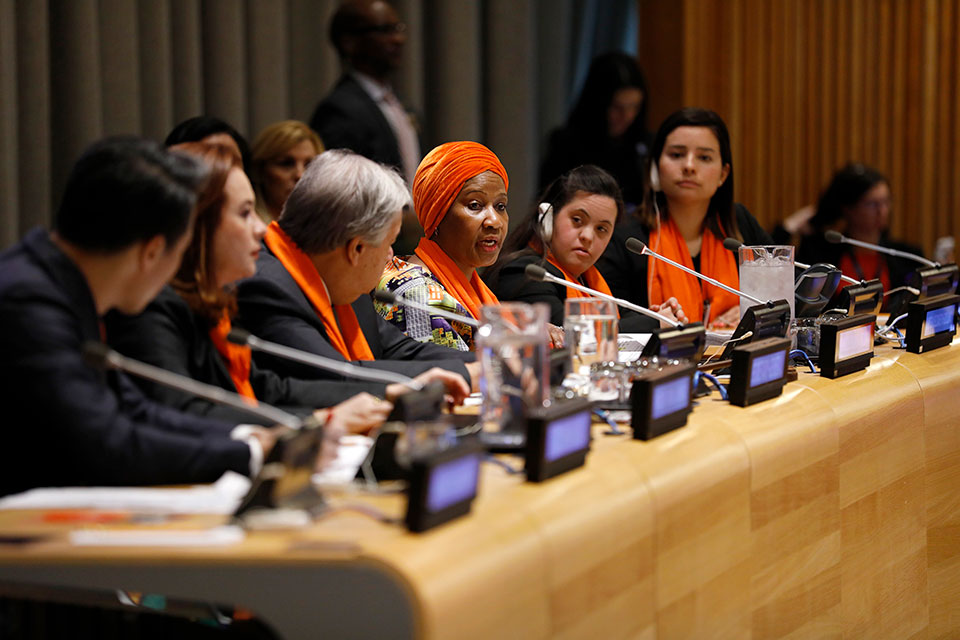 UN Women Executive Director Phumzile Mlambo-Ngcuka speaks at the official UN Commemoration of International Day for the Elimination of Violence against Women. Photo: UN Women/Ryan Brown