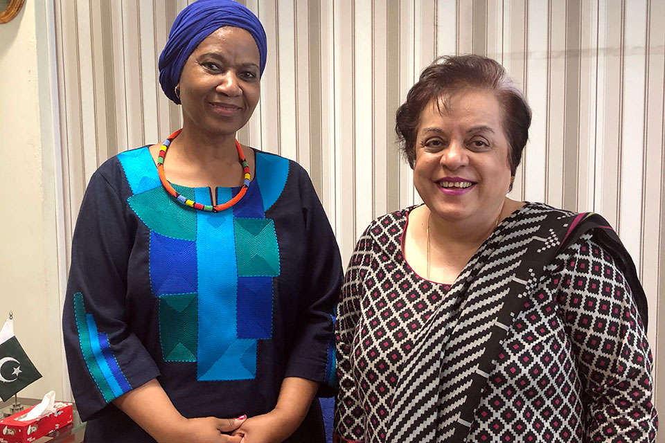 UN Women Executive Director Phumzile Mlambo-Ngcuka with Human Rights Minister Shireen Mazari. Photo:  UN Women