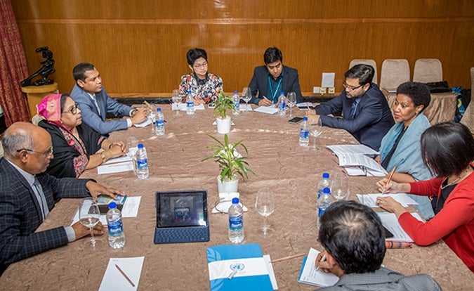 UN Women Executive Director Phumzile Mlambo-Ngcuka met with Meher Afroze Chumki, State Minister for Women and Children Affairs. Photo: UN Women/Saikat Mojumder