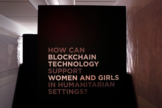 How can Blockchain technology support women and girls in humanitarian settings? Photo: UN Women/Ryan Brown