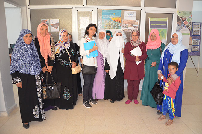 Houria Belouahri (third from the right) after a meeting with women from a cooperative created in the Bordj Bou Arreridj Province, Algeria. Photo courtesy of El Ghaith Association
