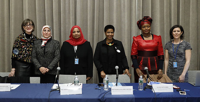 Pannellists at the CSW62 side event "High-Level event on Advancing Gender Equality in Nationality Laws" on 14 March. Photo: UN Women/Ryan Brown