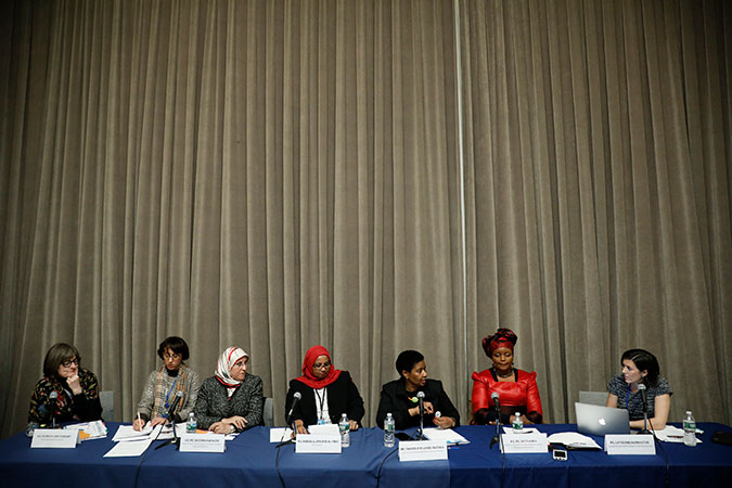 Panellists at the the CSW62 side event "High-Level event on Advancing Gender Equality in Nationality Laws" on 14 March. Photo: UN Women/Ryan Brown