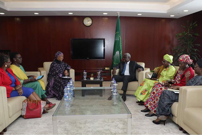 After the opening ceremony of the second Forum of the African Women Leaders Network, UN Women Executive Director, Phumzile Mlambo-Ngcuka, met the Chairperson of African Union, Moussa Faki Mahamat, to reiterate the commitment of UN Women to work closely with the AU to advance the Gender agenda in Africa and to ensure that African Women Leaders play a decisive in the transformation of Africa.  Photo: UN Women