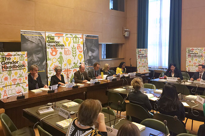 The launch event of The Gender Handbook for Humanitarian Action was held in Geneva on 17 April. Photo: UN Women/Maiken Thonke