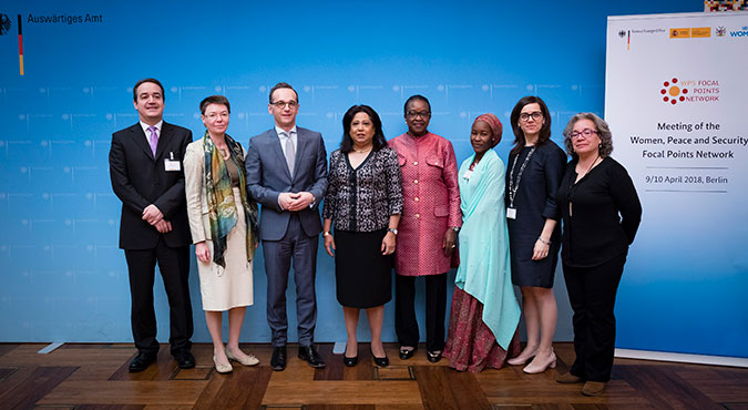 UN Women Deputy Executive Director Yannick Glemarec with German Foreign Minister Heiko Maas and other participants at the Women, Peace and Security Focal Points Network meeting in Berlin. Photo: Xander Heinl/Photothek.net