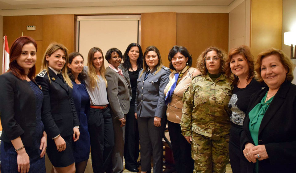 Women  from  security  and  defense  departments  participate  in  a  consultation  to  increase  women’s  participation  in  these  sectors  with  members  of  the  National  Commission  for  Lebanese  Women,  UN  Women,  and  UNIFIL  on  April  12,  2018  in  Beirut,  Lebanon.  Photo:  National  Commission  for  Lebanese  Women