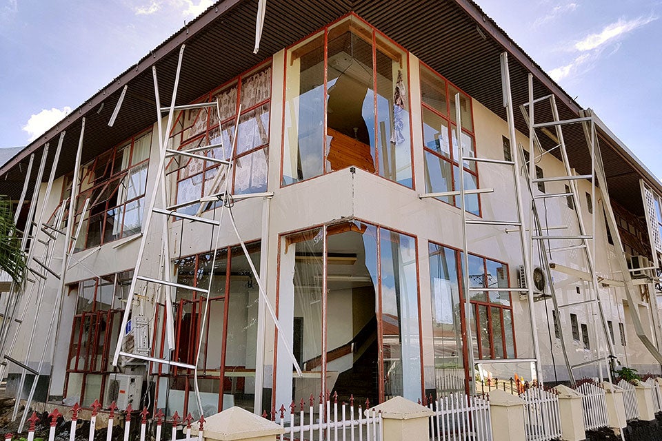 Buildings in Tonga’s capital, Nuku’alofa sustained significant damage during Tropical Cyclone Gita. Photo: UN Women/Mele Maualaivao