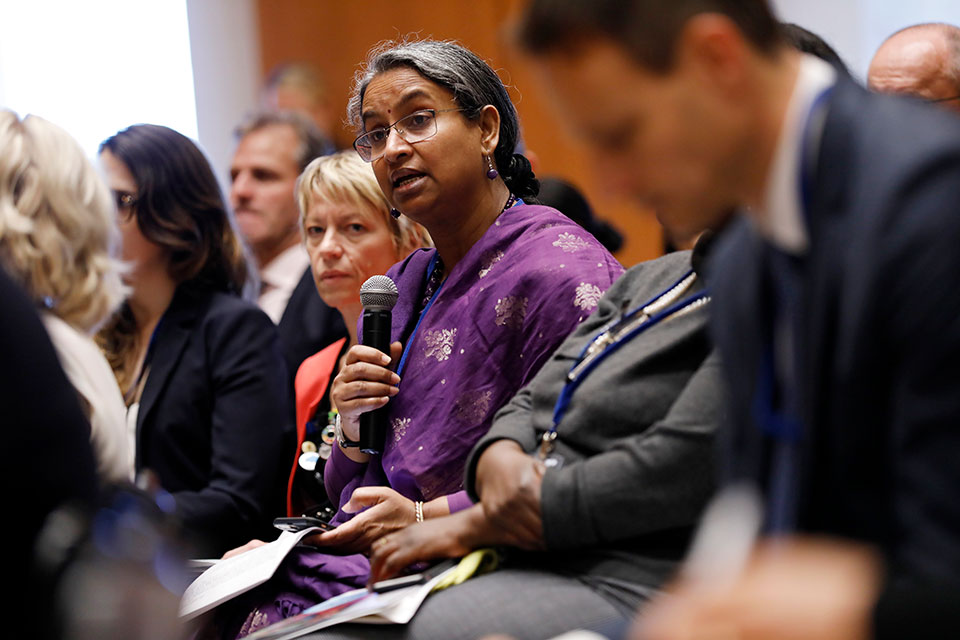 Former Foreign Minister of Bangladesh Dipu Moni speaks at the Women, Peace and Security Focal Points Network during the United Nations General Assembly in New York Photo: UN Women/Ryan Brown 
