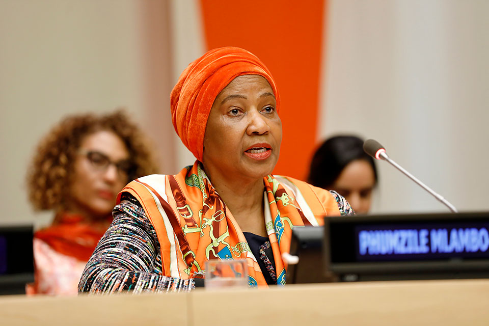 UN Women Executive Director Phumzile Mlambo-Ngcuka speaks at the commemoration of the International Day for the Elimination of Violence against Women on 25 November in New York. Photo: UN Women/Ryan Brown