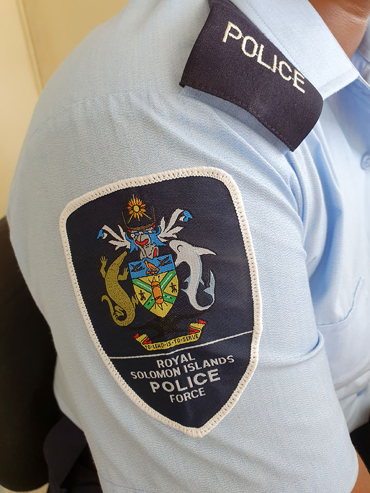 Crest of the Royal Solomon Islands Police Force. Photo: UN Women/Jacqui Berrell