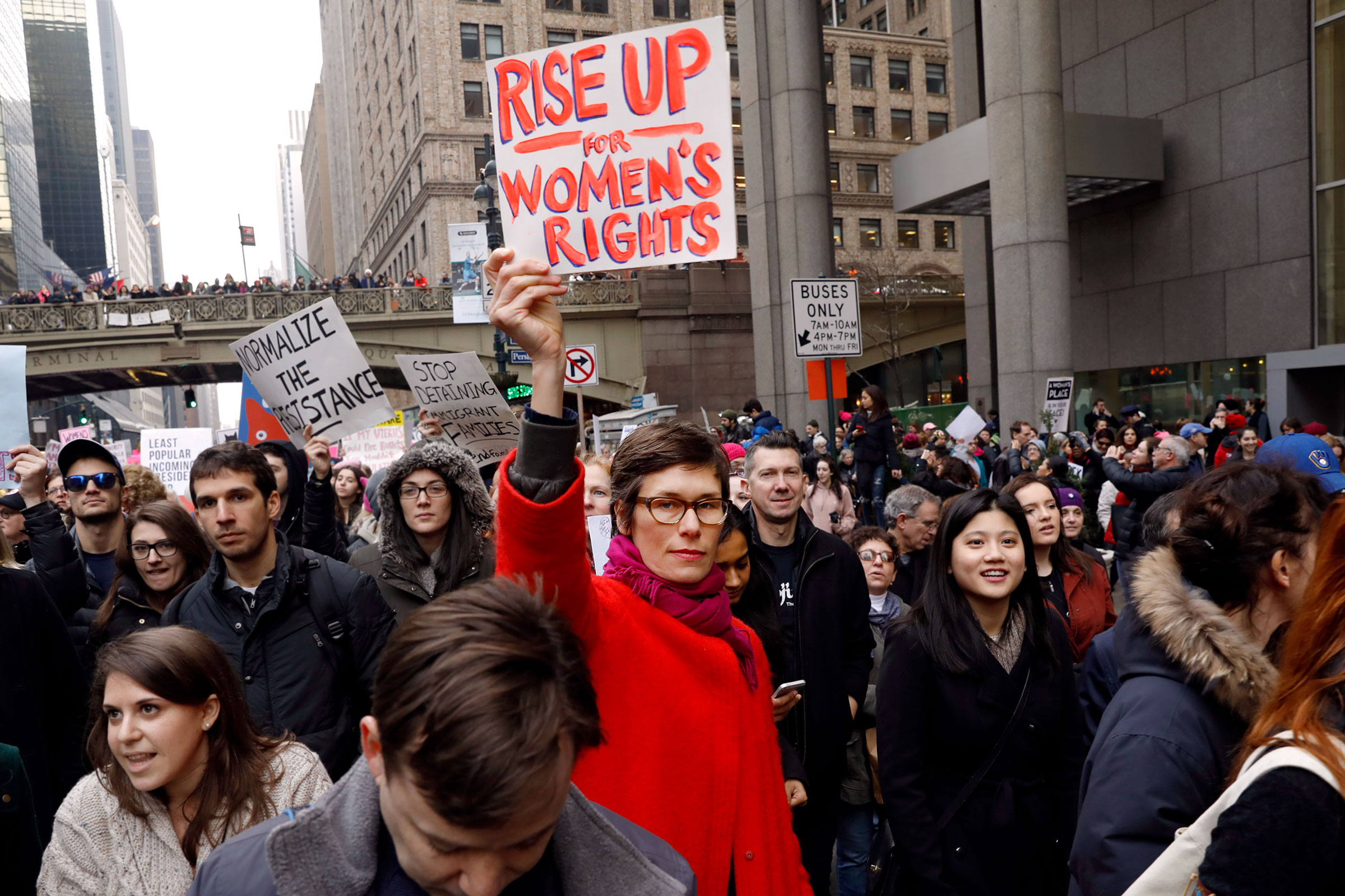 Women march in New York City. Photo: UN Women/Ryan Brown
