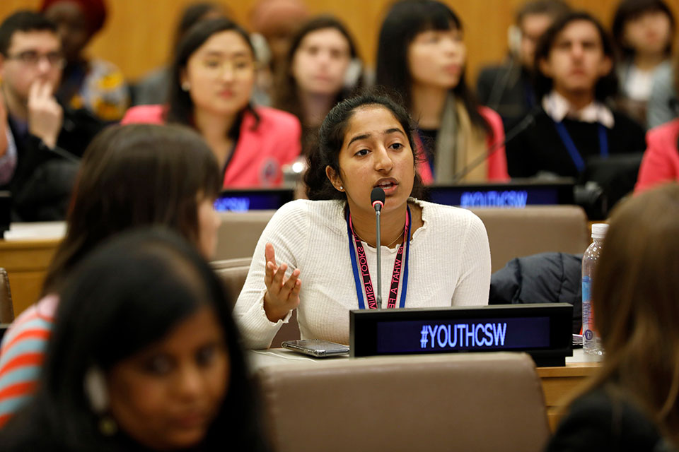 Youth called on policy-makers to make commitments to gender equality and empowering youth at the  “Take the Hot Seat: A High-level Intergenerational Dialogue”. Photo: UN Women/Ryan Brown