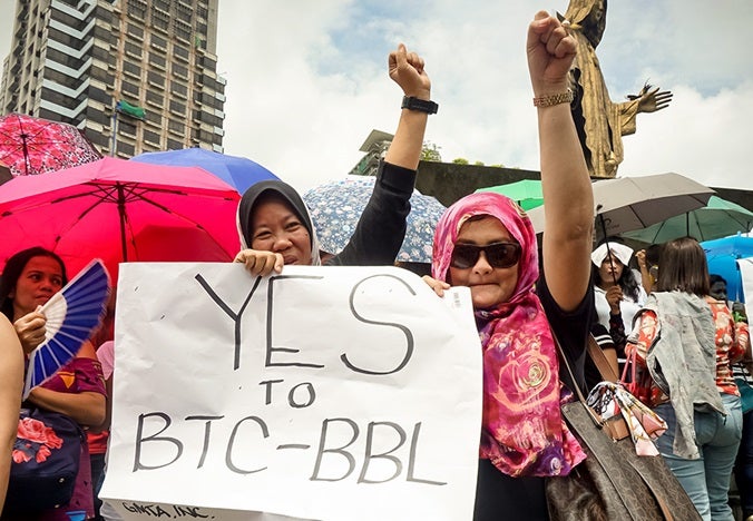 Women from Mindanao lobby for the passage of the Bangsamoro Organic Law (BOL) in July 2018. Photo: UN Women/Maricel Aguilar
