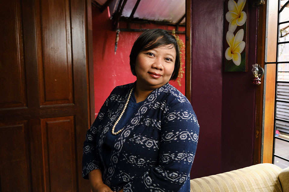 Anis Hidayah, co-founder of Migrant Care, at her home. Photo: UN Women/Ed Wray