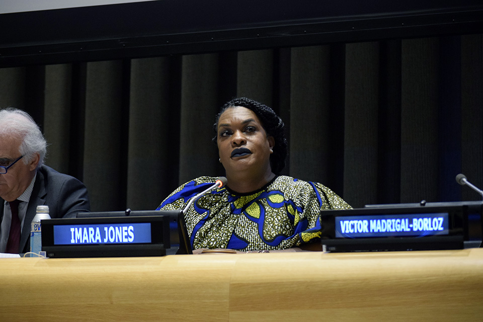 Journalist Imara Jones moderated the event at UN Headquarters in New York on 15 July. Photo: UN Women/Jodie Mann
