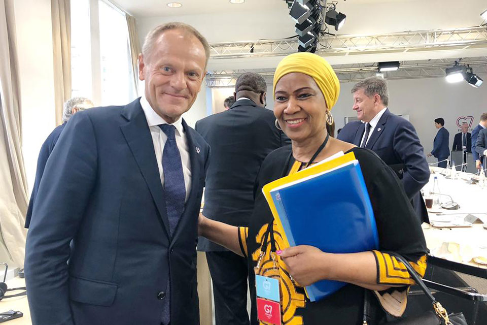 UN Women Executive Director Phumzile Mlambo-Ngcuka and Donald Tusk, President of the European Council at the G7 Summit in Biarritz, France. Photo: European Union