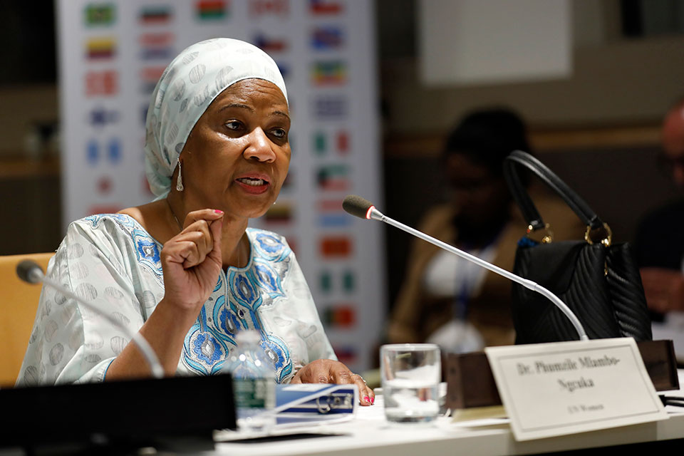 UN Women Executive Director Phumzile Mlambo-Ngcuka speaks at the event “Women, Peace and Security: Towards Full Participation". Photo: UN Women/Ryan Brown