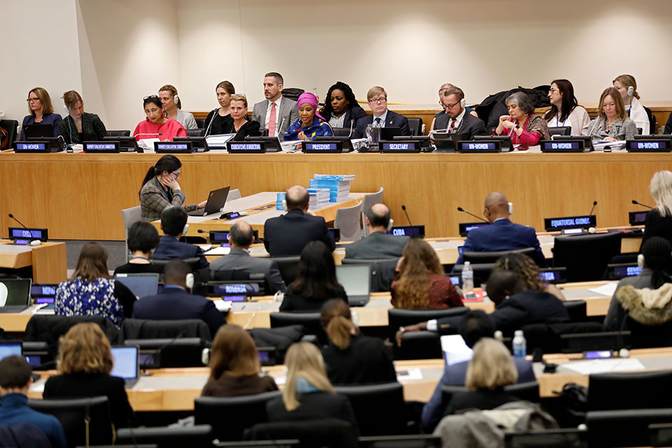 UN Women Executive Director Phumzile Mlambo-Ngcuka addresses the first regular session of the UN Women Executive Board, 14 February 2020. Photo: UN Women/Ryan Brown.
