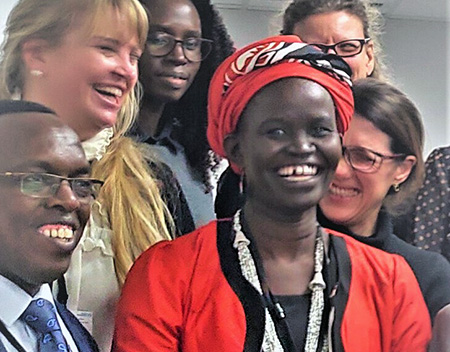 Angelina Nyajima, of a local women’s aid group from South Sudan, attended the Friends of Gender Group annual meeting in Geneva. Photo: UN Women/Gisela Duetting