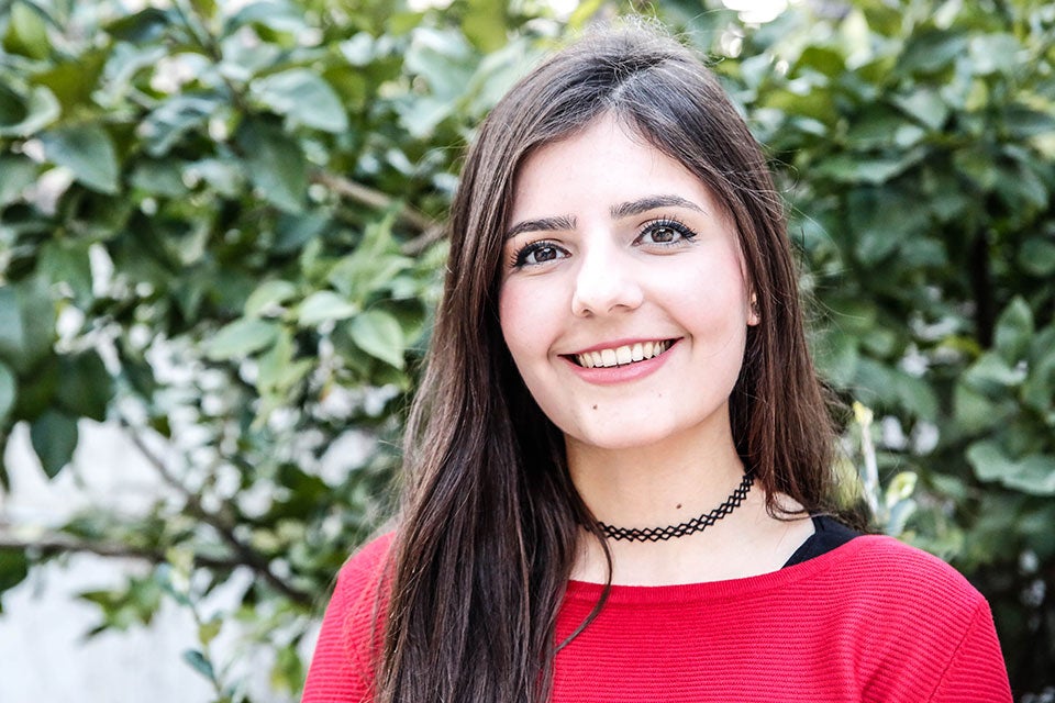  Lana Ghneim, 23, from Jordan, is a member of the HeForShe campaign in Jordan, a solidarity movement for the advancement of gender equality led by UN Women. Photo: UN Women/Lauren Rooney