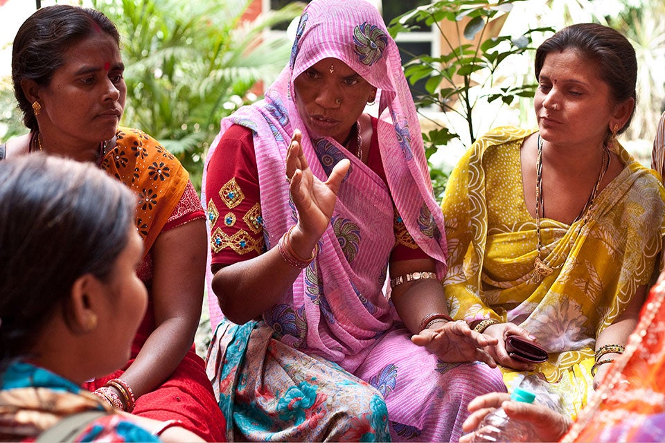 Women leaders of all ages at the Democracy Day celebrations in 2011. The celebration was organized by UN Women and the Institute of Social Studies to recognize the work of elected women representatives around India. The Constitution of India mandates the reservation of 1/3 seats for women in local bodies. Many states now also have 50 percent reservation for women.   Photo: UN Women/Ganganjit Singh