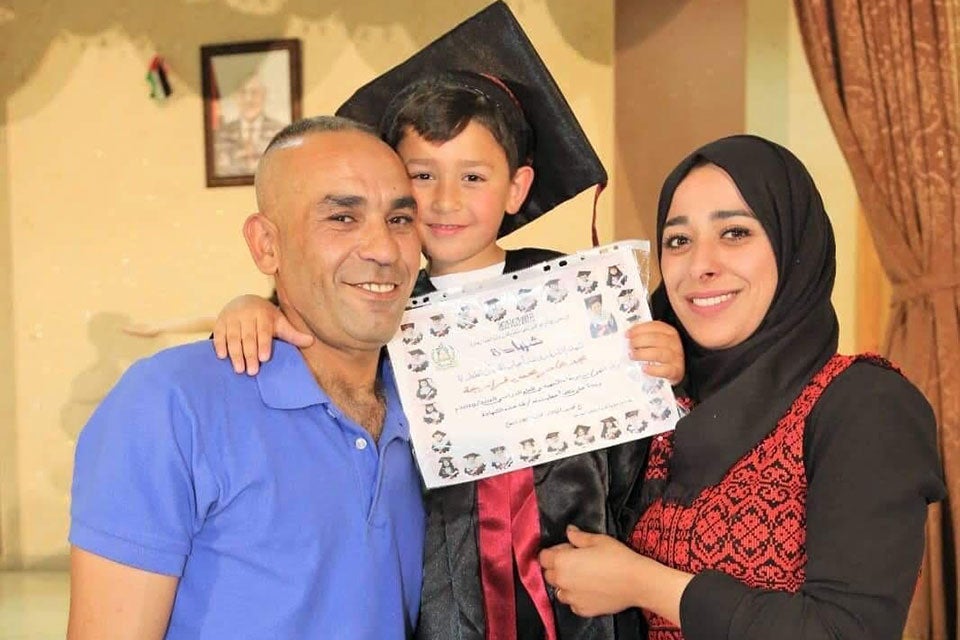 Ilham Edaes and Amer El Farrargy with their son Majd at his pre-school graduation.  Photos Courtesy Ilham Edaes and Amer El Farrargy