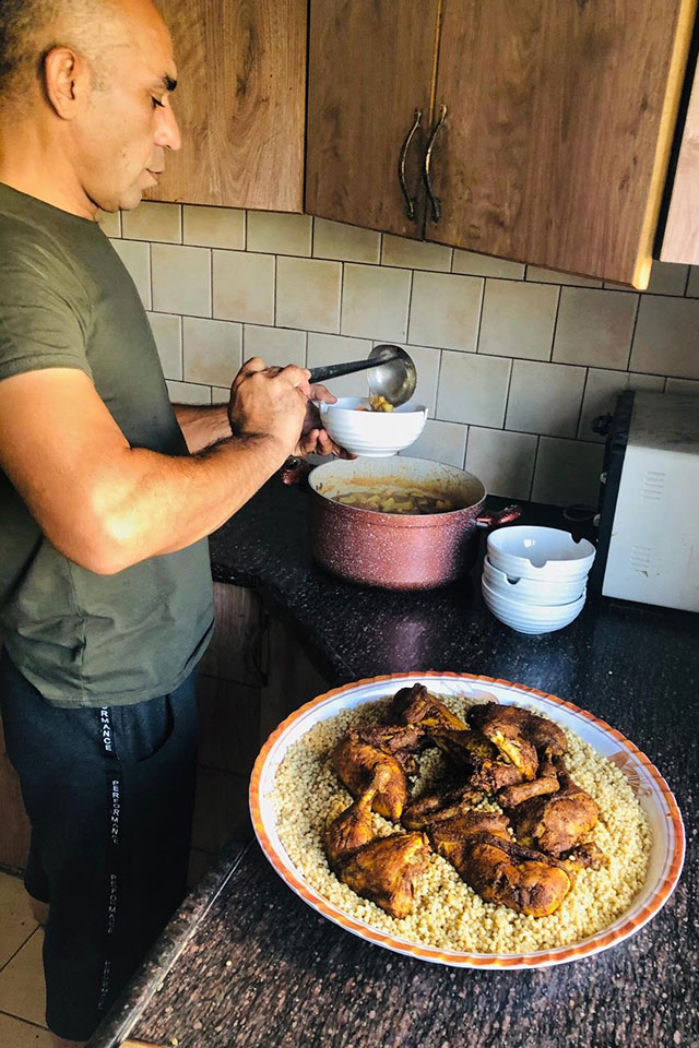 Amer Farragy prepares dinner for his family. Photos Courtesy Ilham Edaes and Amer El Farrargy
