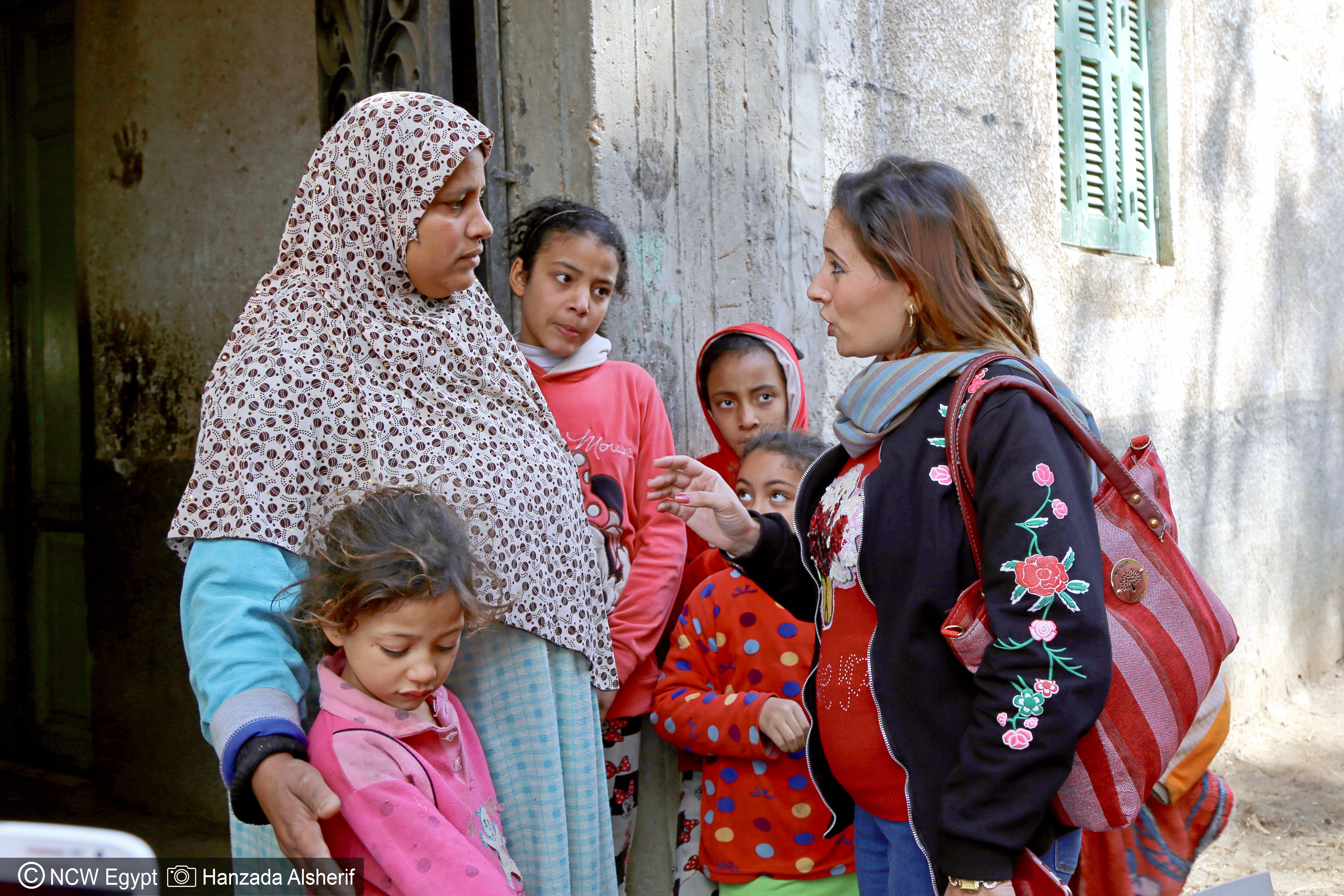 A door-knocking campaign was implemented across governorates by the NCW in order to spread awareness and end FGM. Photo: NCW Egypt/Anzada Alsherif